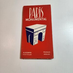 1960s PARIS Monumental 2-Sided City Fold-out Map - A. Leconte Editeur